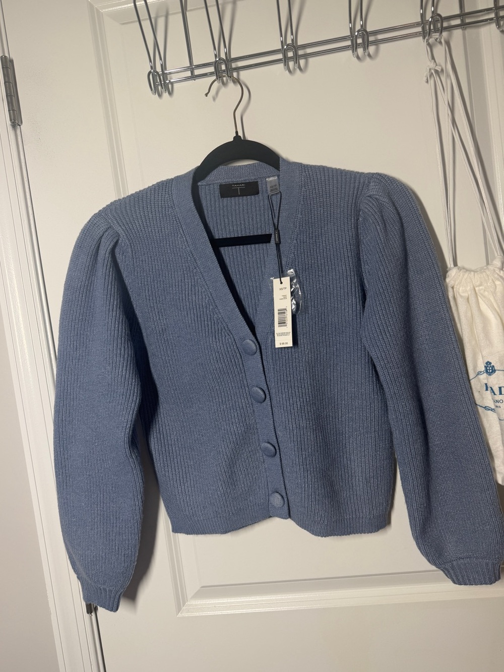 Tahari Light Blue Ribbed Button-Front Cardigan